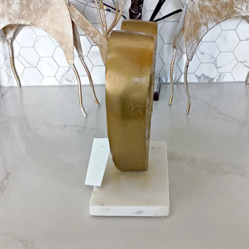 NEW! EXQUISITE WEDDING MARBLE BASE METAL HEART DECOR